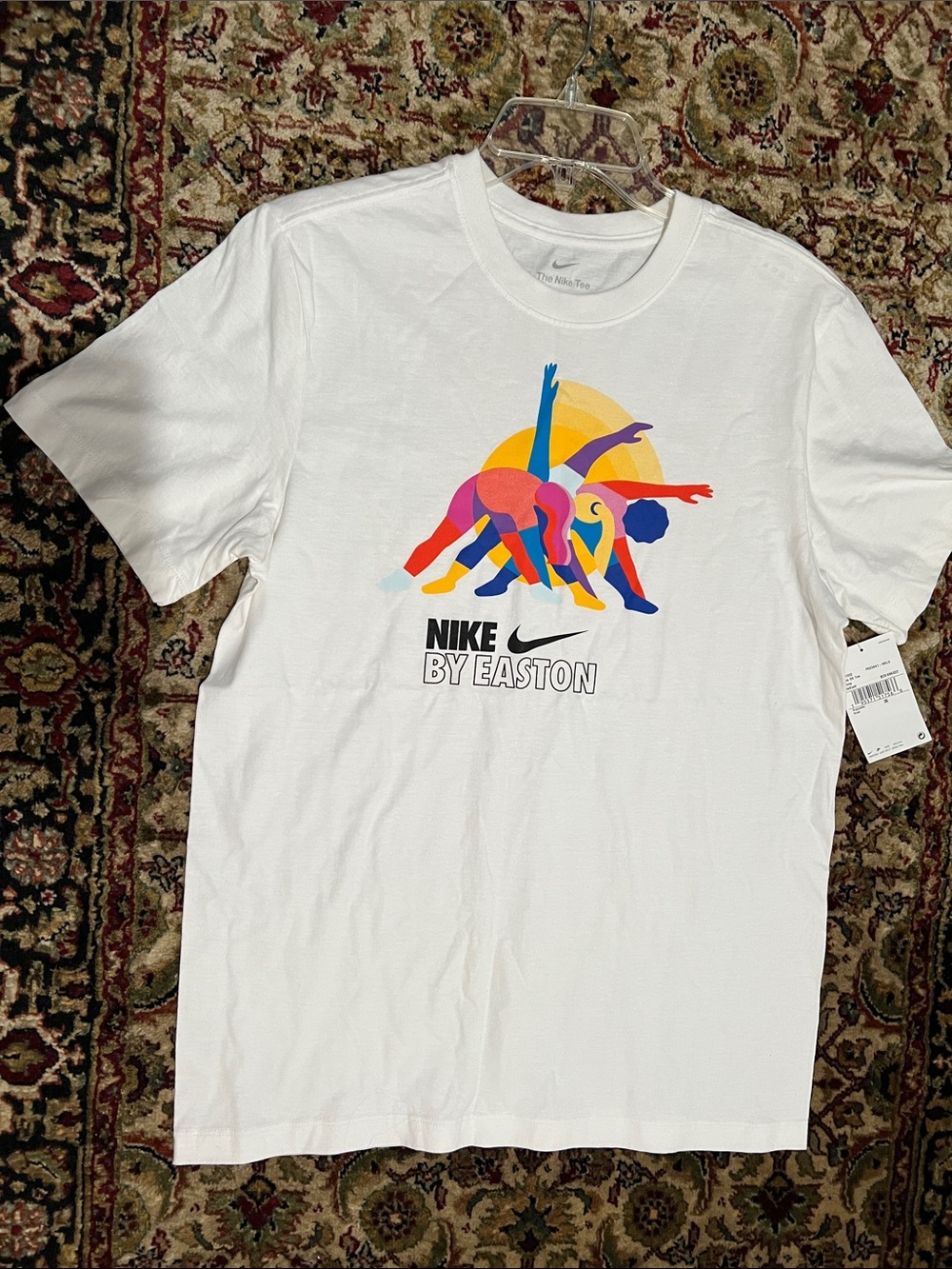 Nike By Easton White Graphic Tee - Multicolor Yoga Poses Size Medium New